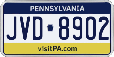 PA license plate JVD8902