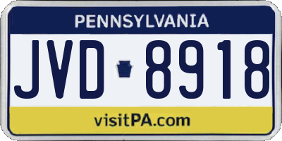 PA license plate JVD8918