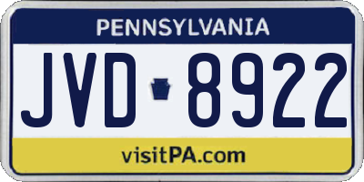 PA license plate JVD8922