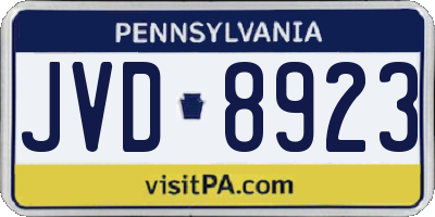 PA license plate JVD8923