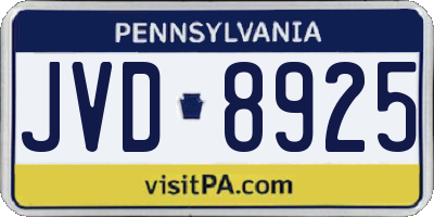 PA license plate JVD8925