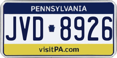 PA license plate JVD8926