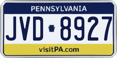 PA license plate JVD8927