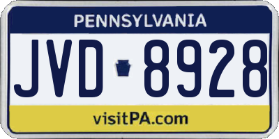 PA license plate JVD8928