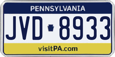 PA license plate JVD8933