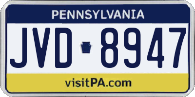 PA license plate JVD8947