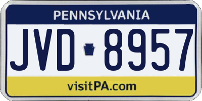 PA license plate JVD8957