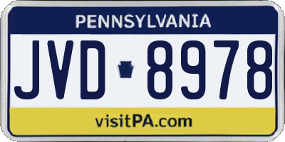 PA license plate JVD8978