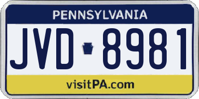 PA license plate JVD8981