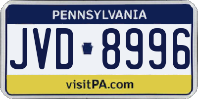 PA license plate JVD8996