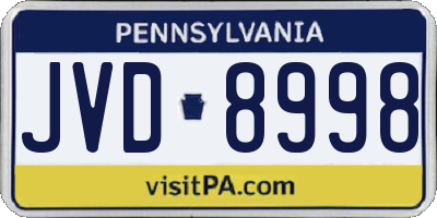 PA license plate JVD8998