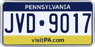 PA license plate JVD9017