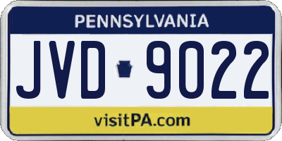 PA license plate JVD9022