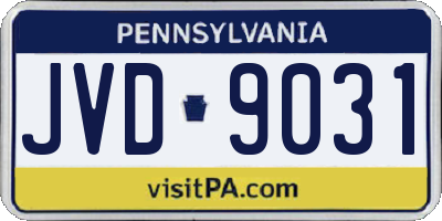 PA license plate JVD9031