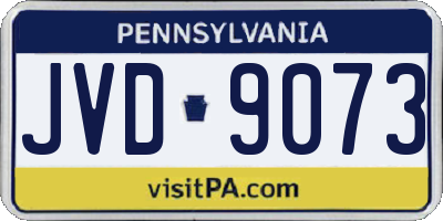 PA license plate JVD9073