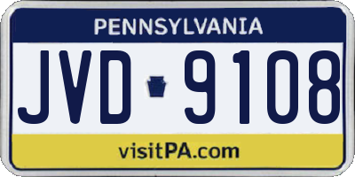 PA license plate JVD9108