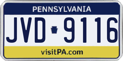 PA license plate JVD9116