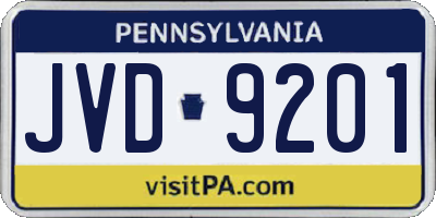 PA license plate JVD9201