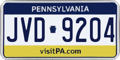 PA license plate JVD9204