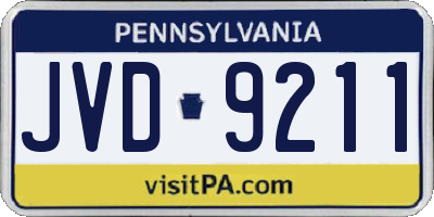 PA license plate JVD9211