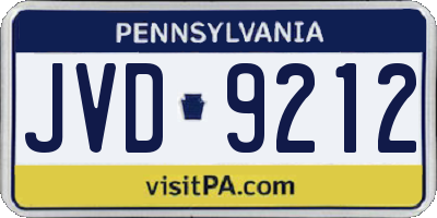 PA license plate JVD9212