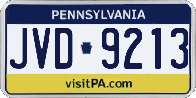 PA license plate JVD9213
