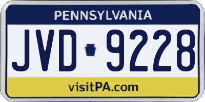 PA license plate JVD9228