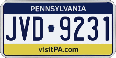 PA license plate JVD9231