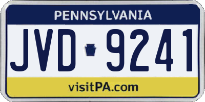 PA license plate JVD9241