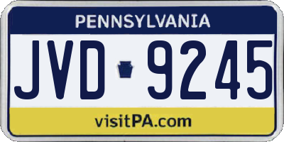 PA license plate JVD9245