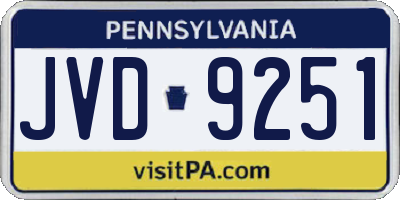 PA license plate JVD9251