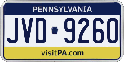 PA license plate JVD9260