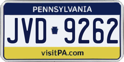 PA license plate JVD9262
