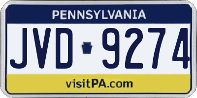 PA license plate JVD9274