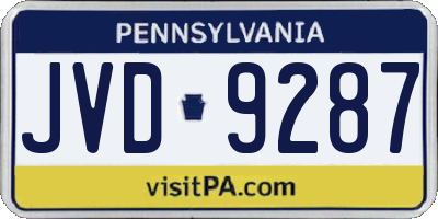 PA license plate JVD9287
