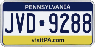 PA license plate JVD9288