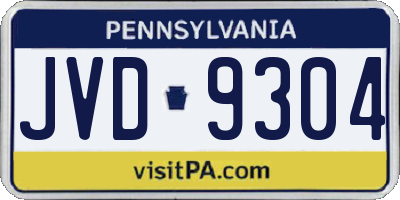 PA license plate JVD9304
