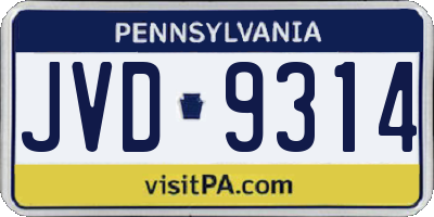 PA license plate JVD9314