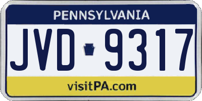 PA license plate JVD9317
