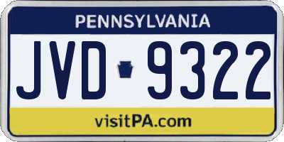 PA license plate JVD9322