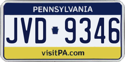 PA license plate JVD9346