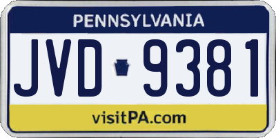 PA license plate JVD9381