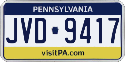 PA license plate JVD9417