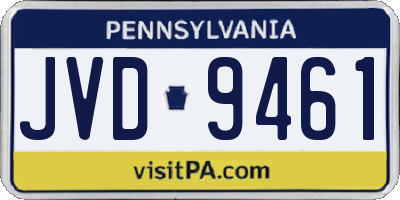 PA license plate JVD9461