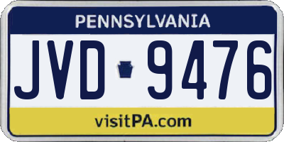 PA license plate JVD9476