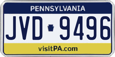 PA license plate JVD9496