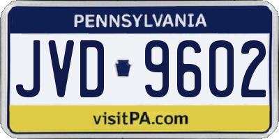 PA license plate JVD9602