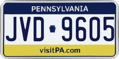PA license plate JVD9605