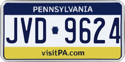 PA license plate JVD9624