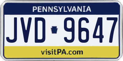 PA license plate JVD9647